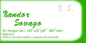nandor sovago business card